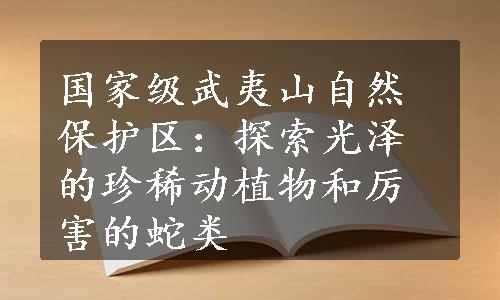 国家级武夷山自然保护区：探索光泽的珍稀动植物和厉害的蛇类