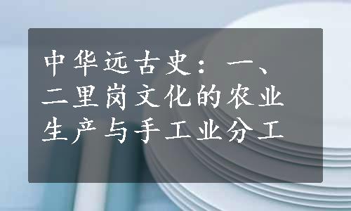 中华远古史：一、二里岗文化的农业生产与手工业分工