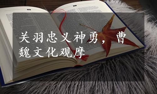 关羽忠义神勇，曹魏文化观摩