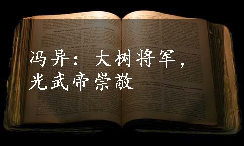 冯异：大树将军，光武帝崇敬