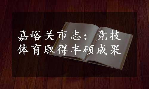 嘉峪关市志：竞技体育取得丰硕成果