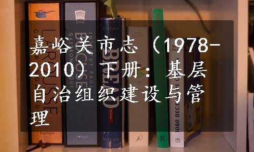 嘉峪关市志（1978-2010）下册：基层自治组织建设与管理