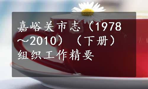 嘉峪关市志（1978～2010）（下册）组织工作精要