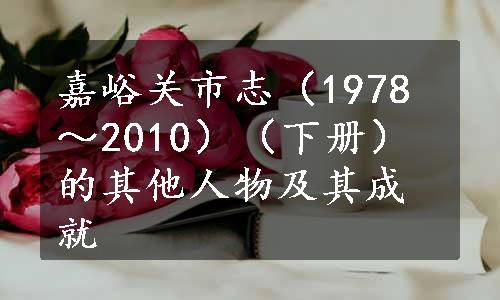 嘉峪关市志（1978～2010）（下册）的其他人物及其成就