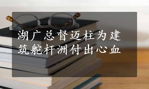 湖广总督迈柱为建筑舵杆洲付出心血