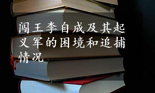 闯王李自成及其起义军的困境和追捕情况