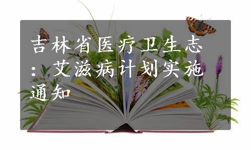 吉林省医疗卫生志：艾滋病计划实施通知