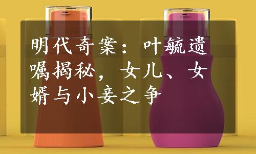 明代奇案：叶毓遗嘱揭秘，女儿、女婿与小妾之争