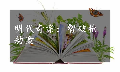 明代奇案：智破抢劫案