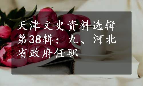 天津文史资料选辑第38辑：九、河北省政府任职