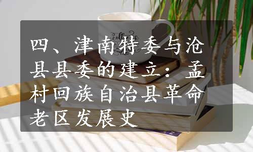 四、津南特委与沧县县委的建立：孟村回族自治县革命老区发展史