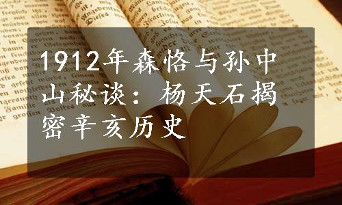 1912年森恪与孙中山秘谈：杨天石揭密辛亥历史