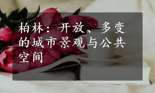 柏林：开放、多变的城市景观与公共空间