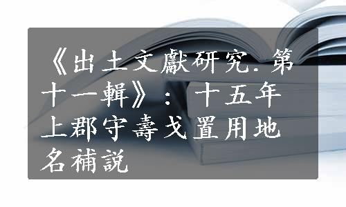 《出土文獻研究.第十一輯》: 十五年上郡守壽戈置用地名補説