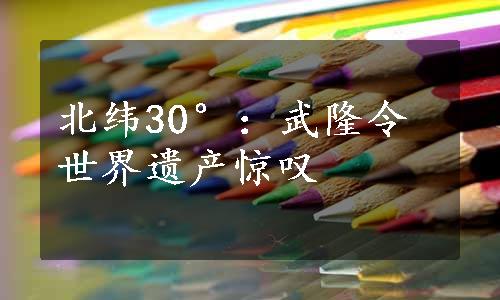 北纬30°：武隆令世界遗产惊叹