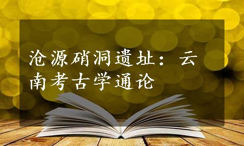 沧源硝洞遗址：云南考古学通论