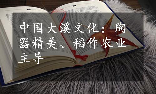 中国大溪文化：陶器精美、稻作农业主导