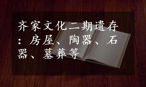 齐家文化二期遗存：房屋、陶器、石器、墓葬等