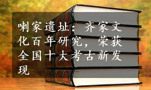 喇家遗址：齐家文化百年研究，荣获全国十大考古新发现