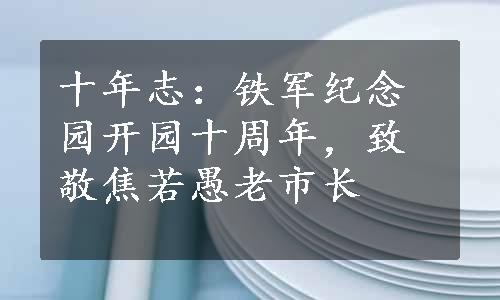 十年志：铁军纪念园开园十周年，致敬焦若愚老市长