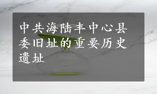 中共海陆丰中心县委旧址的重要历史遗址