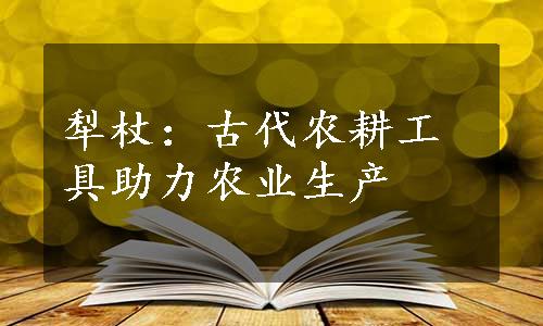 犁杖：古代农耕工具助力农业生产