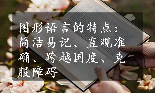 图形语言的特点：简洁易记、直观准确、跨越国度、克服障碍