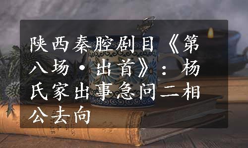 陕西秦腔剧目《第八场·出首》：杨氏家出事急问二相公去向