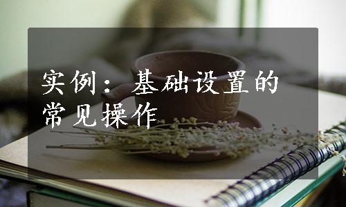 实例：基础设置的常见操作