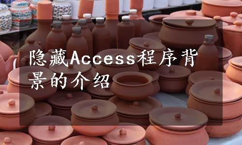 隐藏Access程序背景的介绍