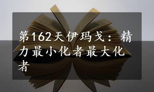 第162天伊玛戈：精力最小化者最大化者