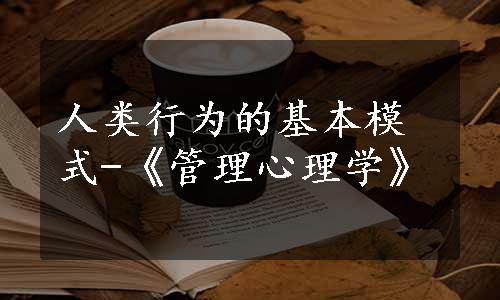 人类行为的基本模式-《管理心理学》