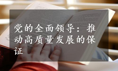 党的全面领导：推动高质量发展的保证