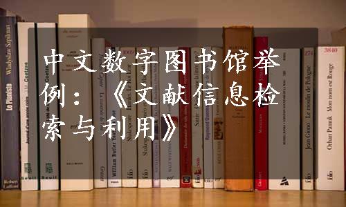 中文数字图书馆举例：《文献信息检索与利用》