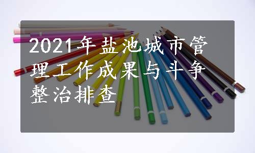 2021年盐池城市管理工作成果与斗争整治排查