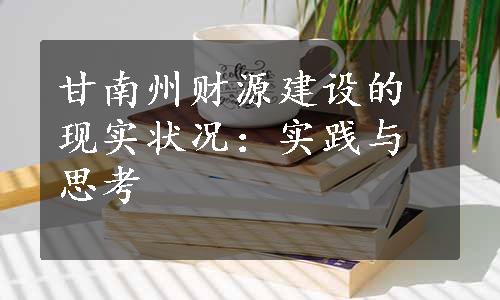 甘南州财源建设的现实状况：实践与思考