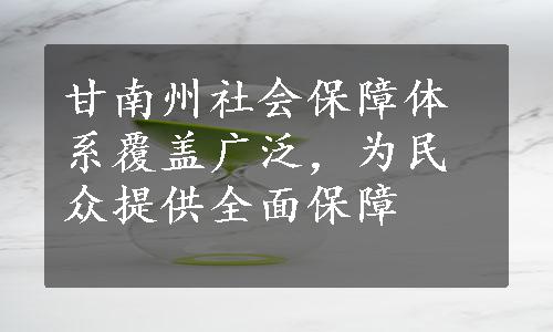 甘南州社会保障体系覆盖广泛，为民众提供全面保障