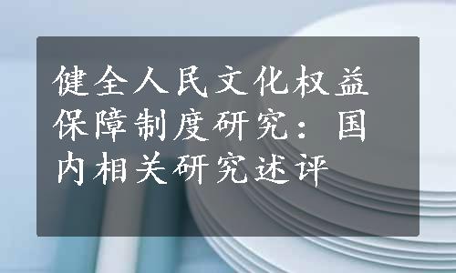 健全人民文化权益保障制度研究：国内相关研究述评