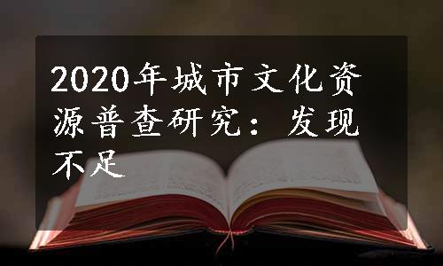 2020年城市文化资源普查研究：发现不足