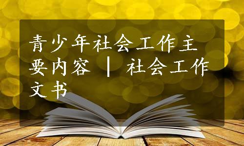 青少年社会工作主要内容 | 社会工作文书