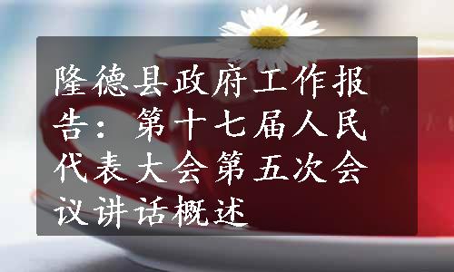 隆德县政府工作报告：第十七届人民代表大会第五次会议讲话概述