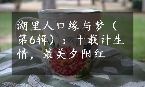 湖里人口缘与梦（第6辑）：十载计生情，最美夕阳红