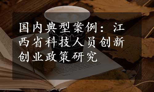 国内典型案例：江西省科技人员创新创业政策研究