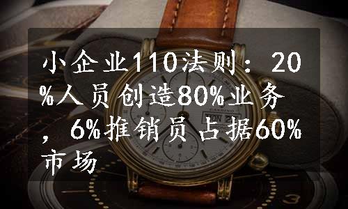 小企业110法则：20%人员创造80%业务，6%推销员占据60%市场