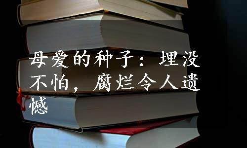 母爱的种子：埋没不怕，腐烂令人遗憾