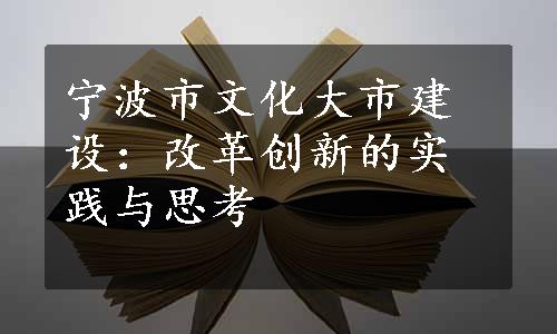 宁波市文化大市建设：改革创新的实践与思考