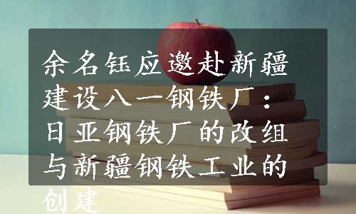 余名钰应邀赴新疆建设八一钢铁厂：日亚钢铁厂的改组与新疆钢铁工业的创建