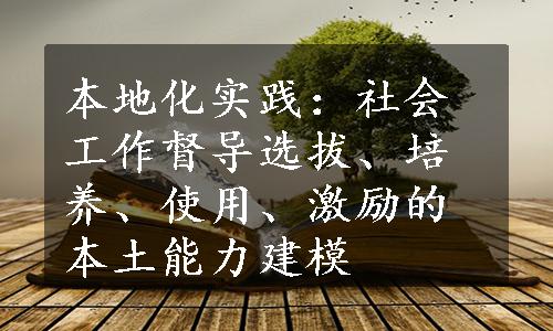 本地化实践：社会工作督导选拔、培养、使用、激励的本土能力建模