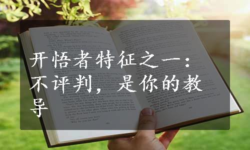 开悟者特征之一：不评判，是你的教导