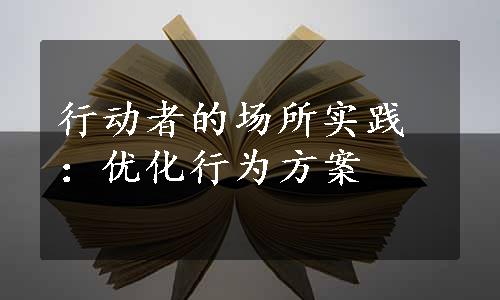 行动者的场所实践：优化行为方案